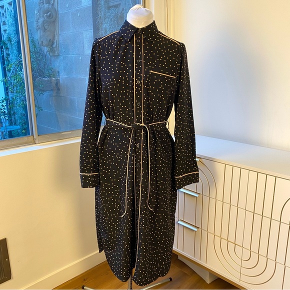 Who What Wear Dresses & Skirts - Who What Wear Polka Dot Piped Shirt Dress Black/ Taupe, Size S